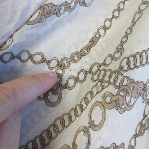 D&G Womens Chain Link Blouse 4 White Nautical Drape Top Tie Neck Smocked 70 - Picture 10 of 13